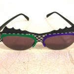 Green, blue & checkered 1985 Alain Mikli Paris handmade frames Green, blue & checkered 1985 Alain Mikli Paris handmade frames, SOLD