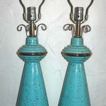Pair of turquoise & gold flecked lamps Pair of turquoise & gold flecked lamps, $80