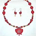 red cinnabar fish, aventurine, coral, yellow Swarovski crystal red cinnabar fish, aventurine, coral, yellow Swarovski crystal