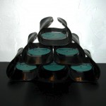 Wine rack made from old 78s Wine rack made from old 78s, SOLD