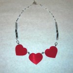 3 hearted necklace made from record vinyl 3 hearted necklace made from record vinyl, SOLD
