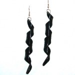 Spiral earrings made from black vinyl Spiral earrings made from black vinyl, SOLD