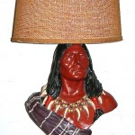 Vintage plaster American Indian bust lamp Vintage plaster American Indian bust lamp