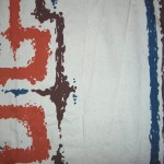rust/brown/blue on cream painterly print rust/brown/blue on cream painterly print