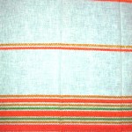 orange/gold/green embroidered stripes on white orange/gold/green embroidered stripes on white