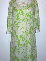 Green & white mod floral print dress by Toni Todd