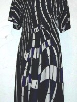 Black/white/blue geometric print Roberta di Camerino dress