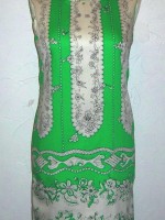 Green/white/black print sheath dress from Saks Fifth Avenue