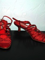 Ann Marino red/orange strappy sandals, size 7.5 US