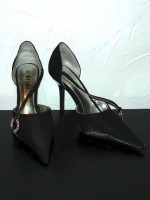 Bertinni black & chrome heels, size 7 US