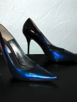 LeeZee blue zipper stilettos, size 7 US