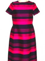 Alper Schwartz hot pink & navy striped dress & matching coat
