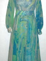 Don Luis de Espana for Saks 5th Avenue marbled crepe de chine dress