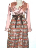 Al Berman For Her champagne satin & metallic/chenille dress