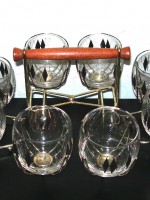 Vintage cocktail caddy w/gold diamond motif