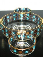 Vintage snack bowl set w/floral motif