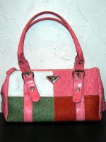 Prada multi-colored ostrich leather shoulder bag