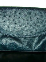Vintage Bueno navy ostrich leather clutch