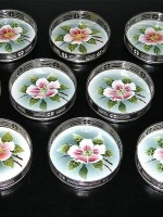 Set of 10 vintage flower coasters
