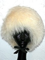 Vintage white fur hood hat