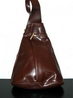 Longchamp chocolate brown leather shoulder satchel