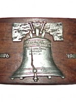 Bicentennial Liberty Bell wooden belt buckle