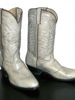 Gray leather cowboy boots, new, size 13 US