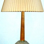 Blue/gray textured lamp, wood stem Blue/gray textured lamp, wood stem, $45