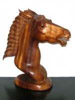 Carved wood horse head