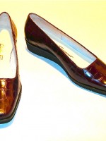Ferragamo crocodile embossed leather flats, size 6 US