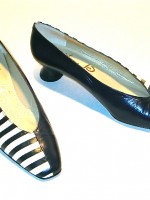 Vintage Norma B black & white half striped leather pumps, size 6 US