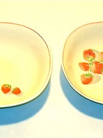 Pair of 1944 Cavitt-Shaw strawberry motif serving bowls