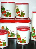 Vintage Cheinco strawberry canister set of 6