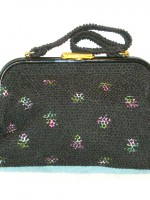 Vintage black beaded reversible purse