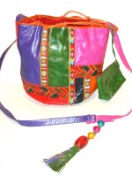 Sharif color block leather shoulder bag with Aztec influence