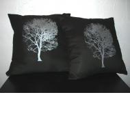Pair of screenprinted pillows by Amber Reis
