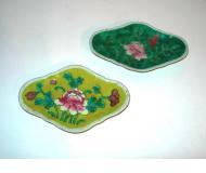 Pair of floral ceramic soap dishes