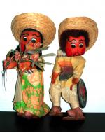 Pair of handmade Mexican dolls