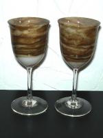 Pair of Maslach art glass wine goblets