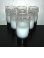 Set of 6 drinking glasses, black/white frosty design