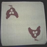 Chicken & eggs screenprinted cloth napkins by Amber Reis