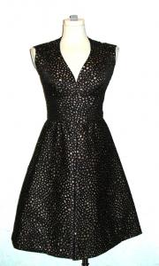 Black & metallic gold sleeveless Pauline Trigere dress