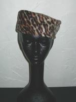Vintage faux leopard pillbox hat