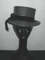 Vintage black & white synthetic straw boater