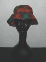Vintage rust orange & green plaid hat