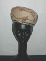 Vintage felted wool bubble hat with feathers & insect appliques