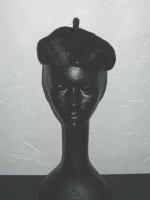 Vintage black velvet beanie with rhinestones