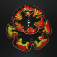 Two-tier enameled sequoia candy dish