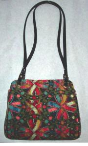 Vintage needlepoint & cut chenille purse