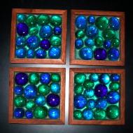 Set of 4 glass pebble coasters